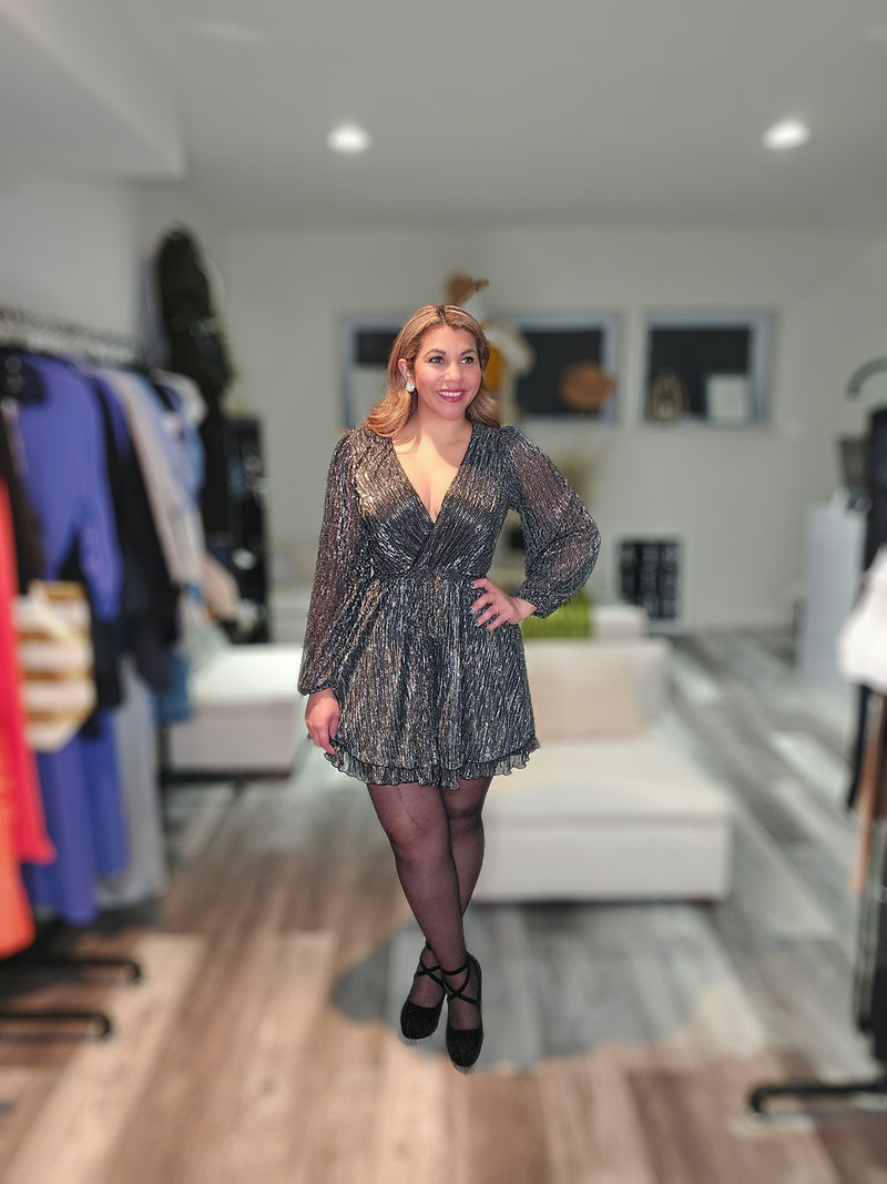 long sleeve wrap skater dress Long sleeve Textured Faux Wrap Skatter dress