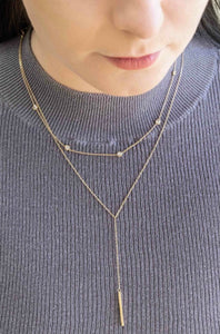 STRIKING STONE LAYERED Y-CHAIN NECKLACE