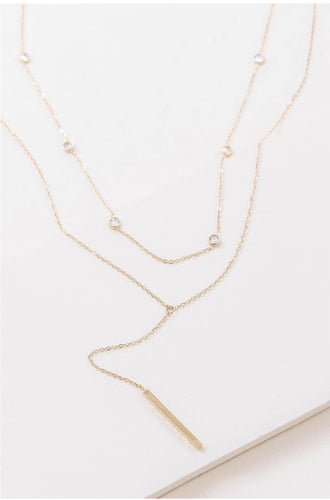 STRIKING STONE LAYERED Y-CHAIN NECKLACE