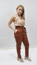 Belted Faux Leather High Rise Pants