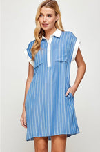 COLLARED CONTRAST STRIPED DRESS