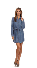 BUTTON DOWN JEAN DRESS WITH LONG SLEEVE & LOOSE FIT