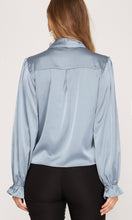 LONG SLEEVE TWISTED FRONT SATIN TOP