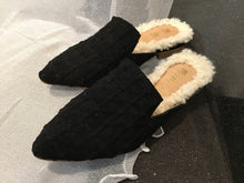 FLAT LEATHER INSOLE WITH FAUX FUR IN BLACK