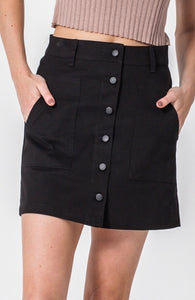 BUTTON UP BLK SKIRT WITH POCKETS