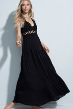 BOHO FLOWER CROCHET LACE TRIM MAXI DRESS